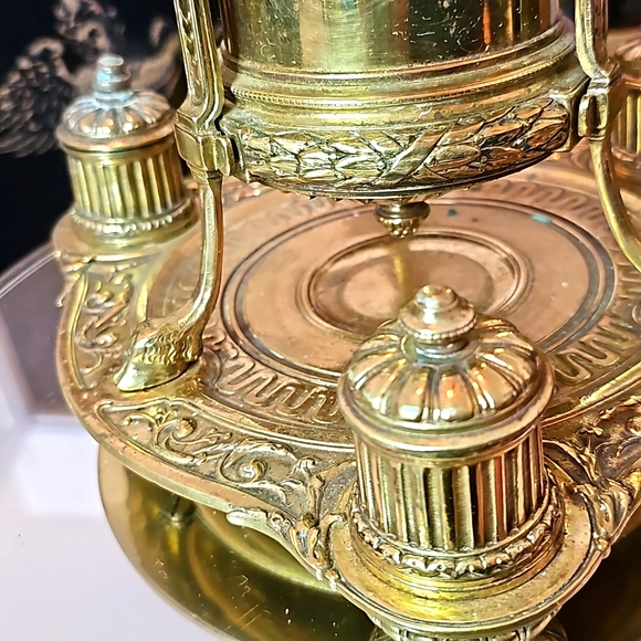 Antique French Brass Ink Well - Picture 4 of 10